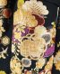 成人式振袖[クール]黒に近い濃紺・金箔の松竹梅、藤の花[身長170cmまで]No.994